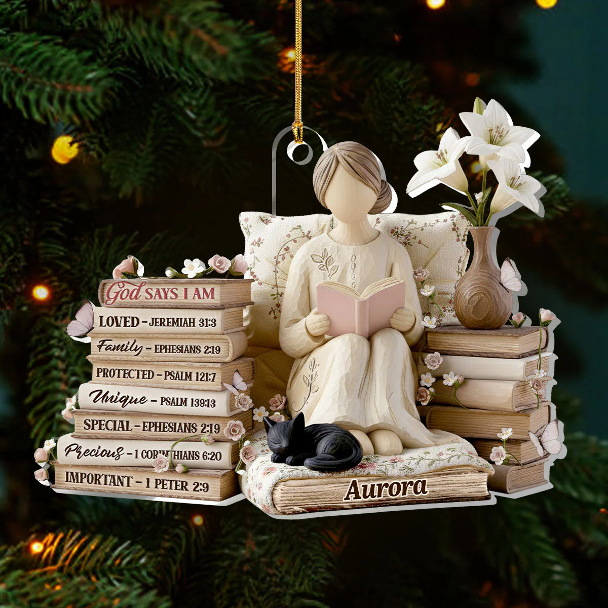 God Says I Am - Personalized 1-Layer Acrylic Ornament HL128 - Image 3