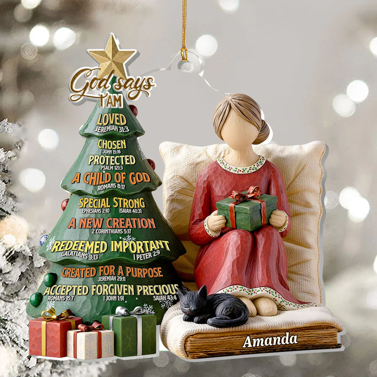 God Says I Am - Personalized 1-Layer Acrylic Ornament HL128 - Image 5