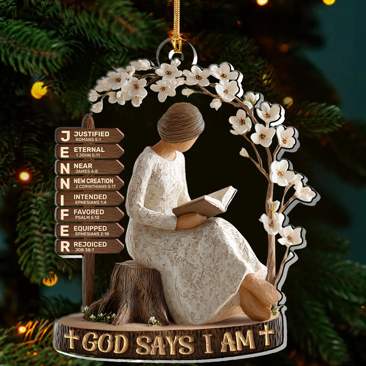 God Says I Am - Personalized 1-Layer Acrylic Ornament HL128 - Image 3