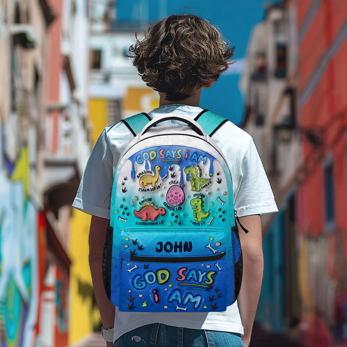 God Says I Am - Personalized 3D Inflated Effect Printed Backpack - Gift For Kids TD118 - Image 5