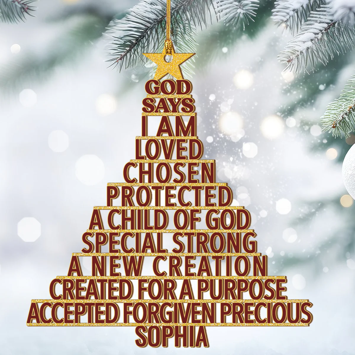 God Says I Am - Personalized Acrylic Ornament - Gift For Christmas HL128 - Image 3