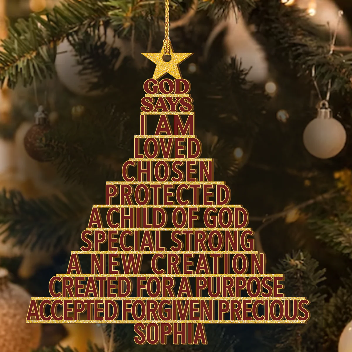 God Says I Am - Personalized Acrylic Ornament - Gift For Christmas HL128 - Image 4