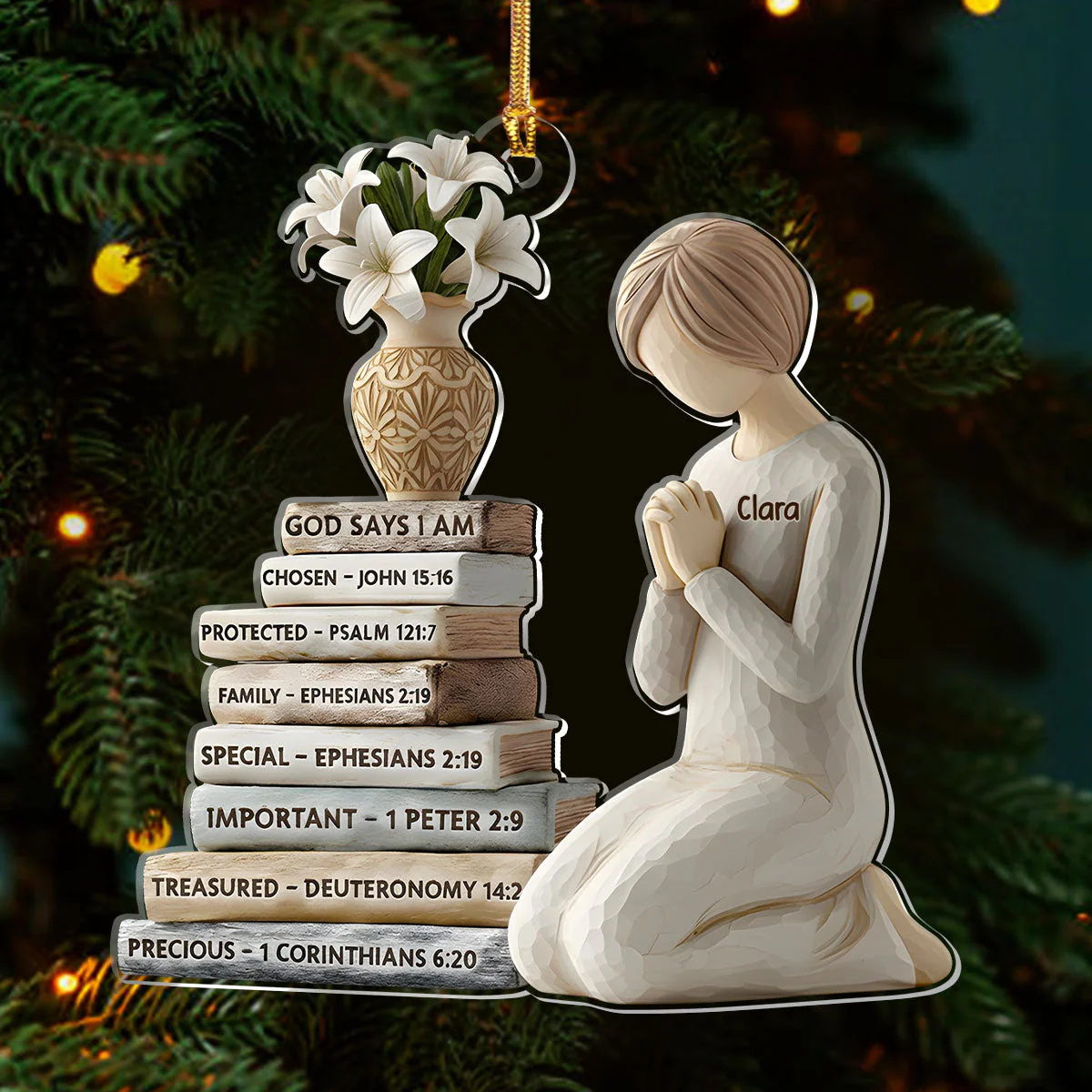 God Says I Am - Personalized Acrylic Ornament TD118 - Image 3