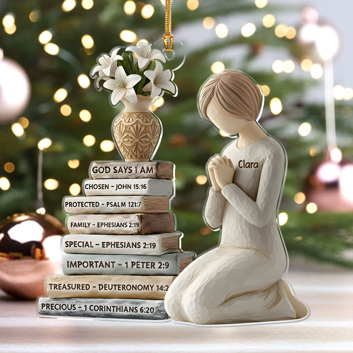 God Says I Am - Personalized Acrylic Ornament TD118 - Image 4