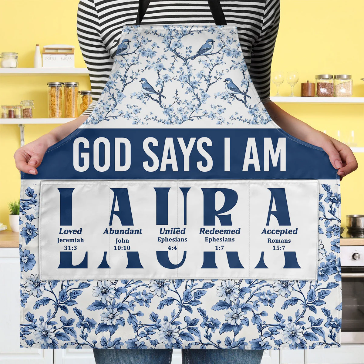 God Says I Am - Personalized Apron With Pocket - Christant Gift for Grandma - Image 3