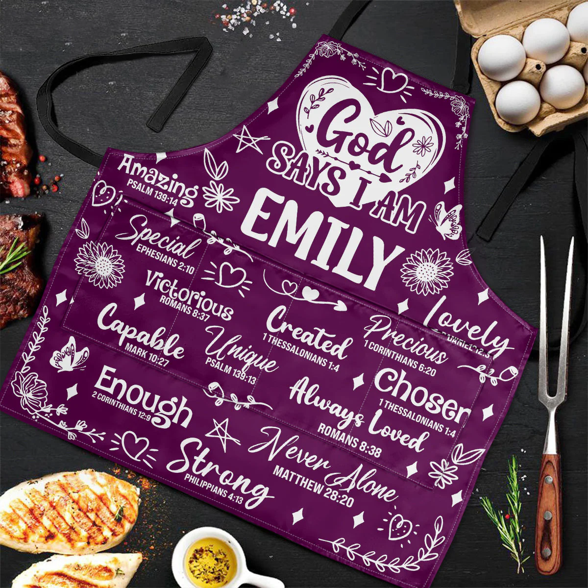 God Says I Am - Personalized Apron With Pocket - Christant Gift for Grandma - Image 2