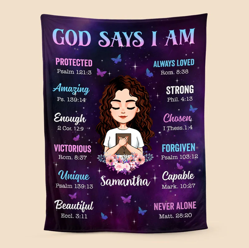 God Says I Am - Personalized Blanket - Gift For Daughter, Granddaughter, For Birthday | CLGOD01 TD118 - Image 4