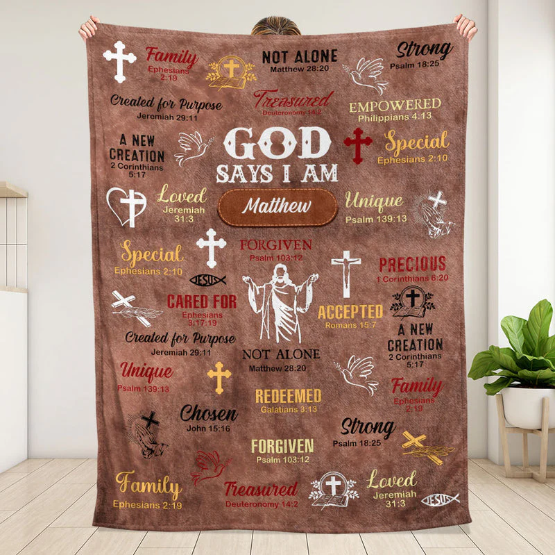 God Says I Am - Personalized Blanket HL128 - Image 2