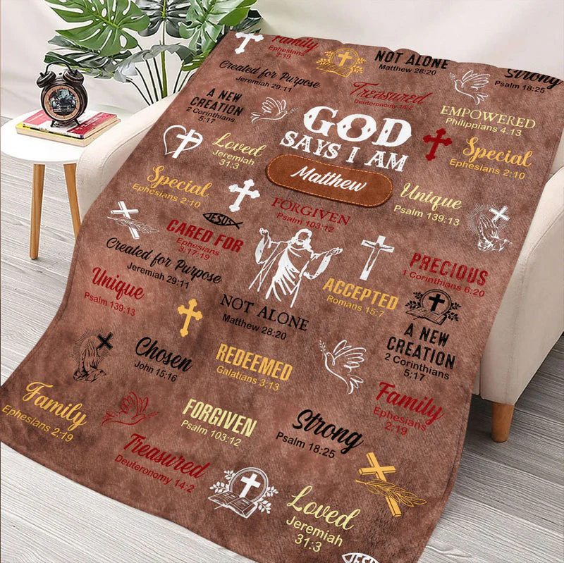 God Says I Am - Personalized Blanket HL128 - Image 3