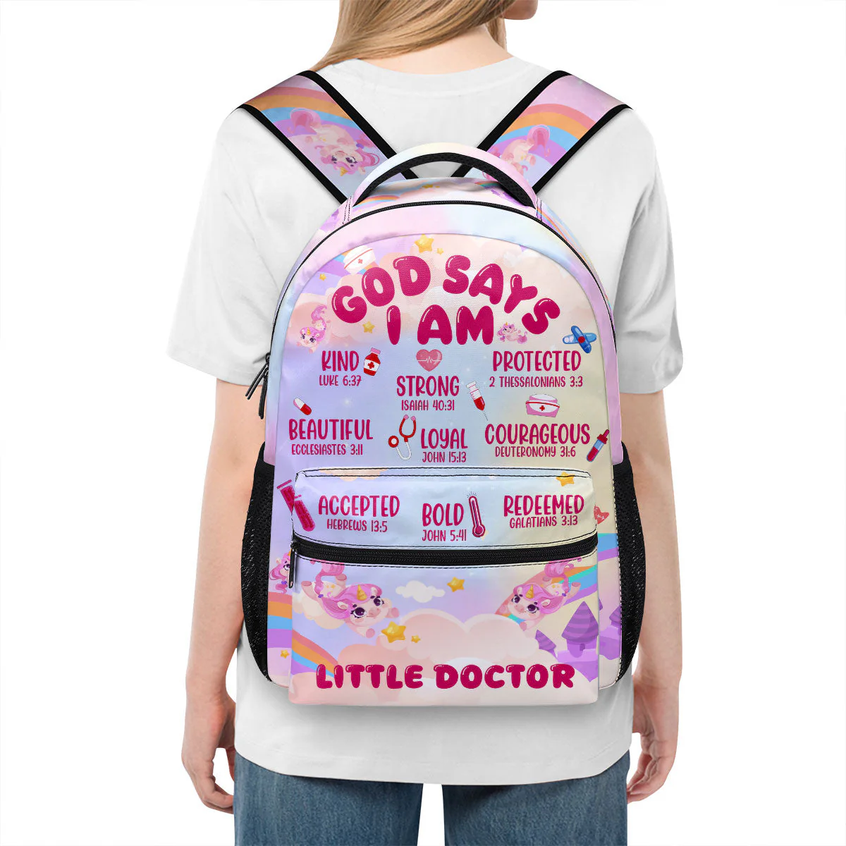 God Says I Am - Personalized Canvas Backpack - First Day Of School Gift For Kids TD118 - Image 4
