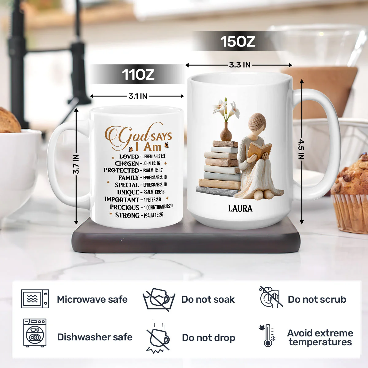 God Says I Am - Personalized Ceramic Coffee Mug - Christian Gift For Her BA01 - Image 4