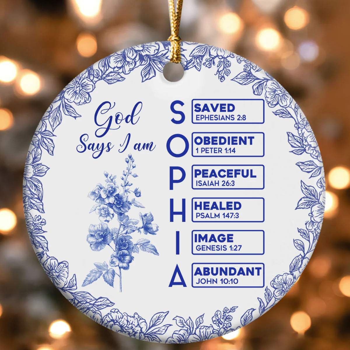 God Says I Am - Personalized Ceramic Ornament - Image 4