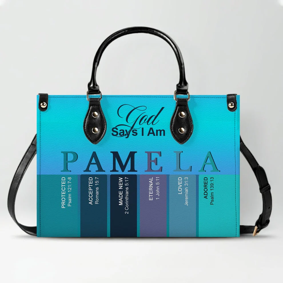 God Says I Am - Personalized Christian Leather Handbag - Gift For Her HL128