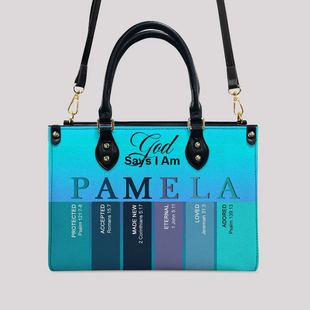 God Says I Am - Personalized Christian Leather Handbag - Gift For Her HL128 - Image 2