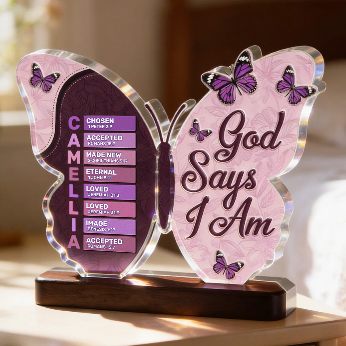 God Says I Am - Personalized Custom Shaped Acrylic Plaque - Christian Gift For Her BA01