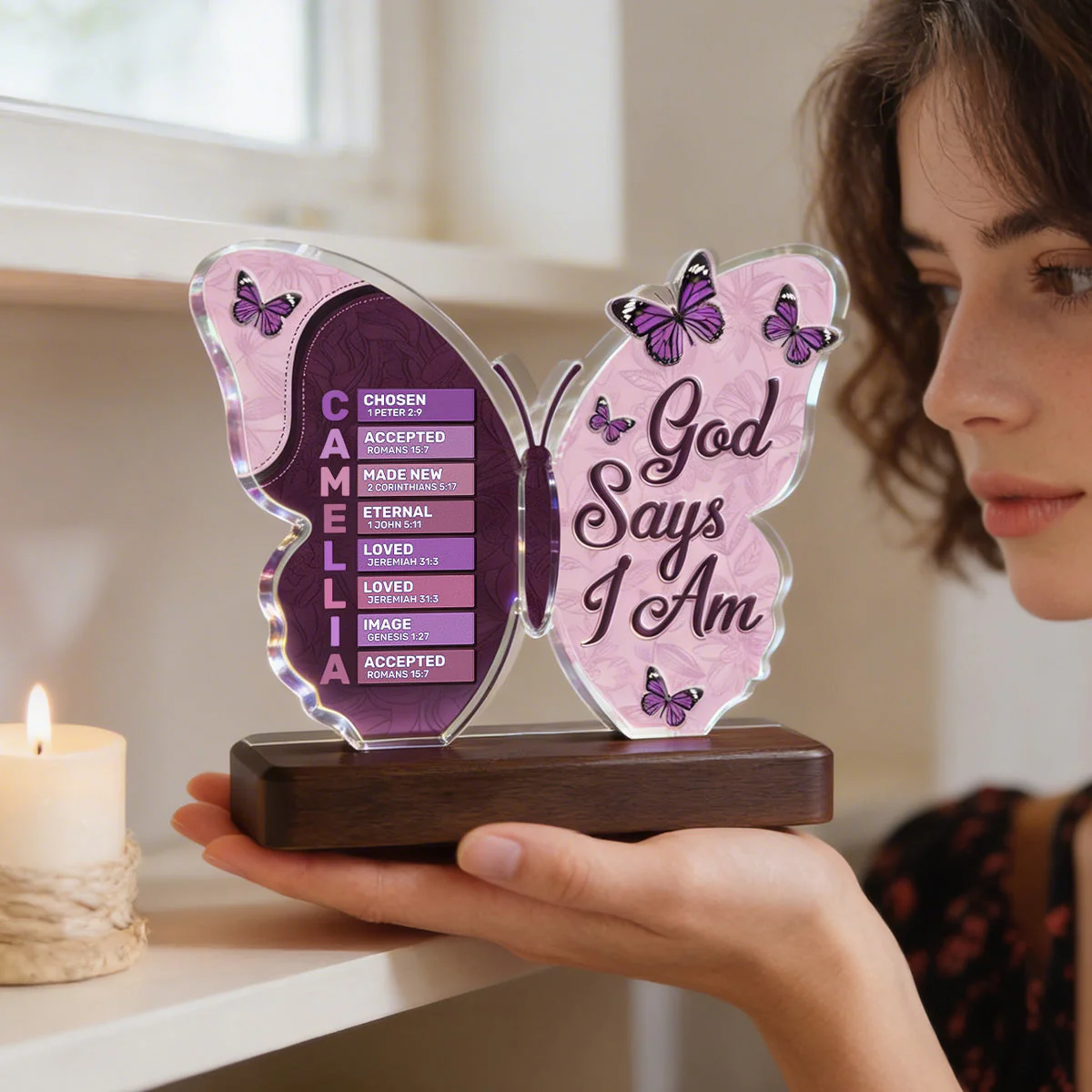 God Says I Am - Personalized Custom Shaped Acrylic Plaque - Christian Gift For Her BA01 - Image 6