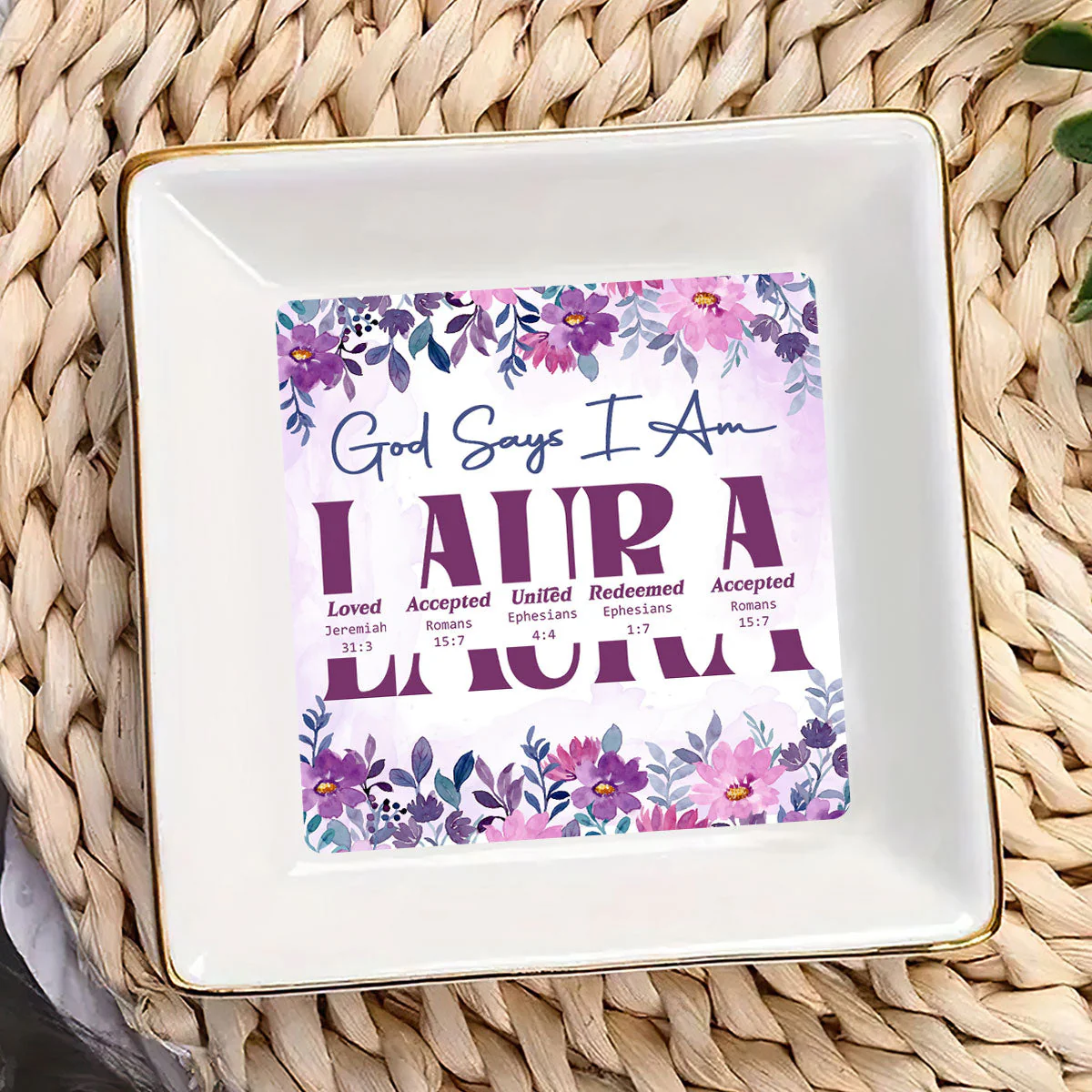 God Says I Am - Personalized Jewelry Dish - Gift For Grandma, Mom, Girlfriend, Wife, Bestie, Sister - NH96 - Image 3