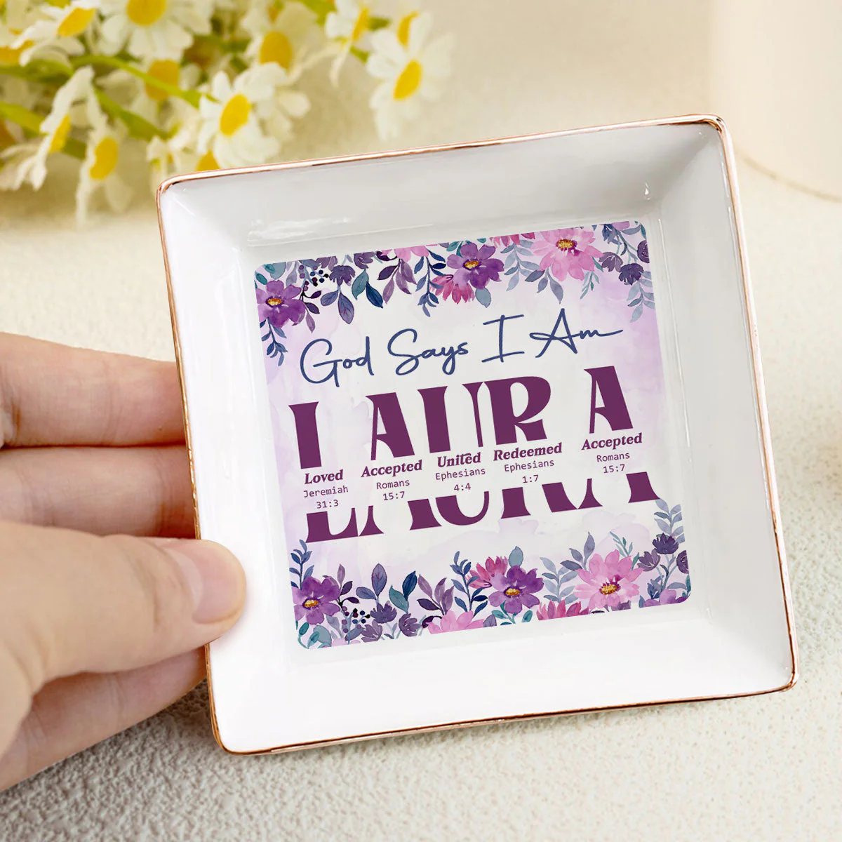 God Says I Am - Personalized Jewelry Dish - Gift For Grandma, Mom, Girlfriend, Wife, Bestie, Sister - NH96 - Image 4