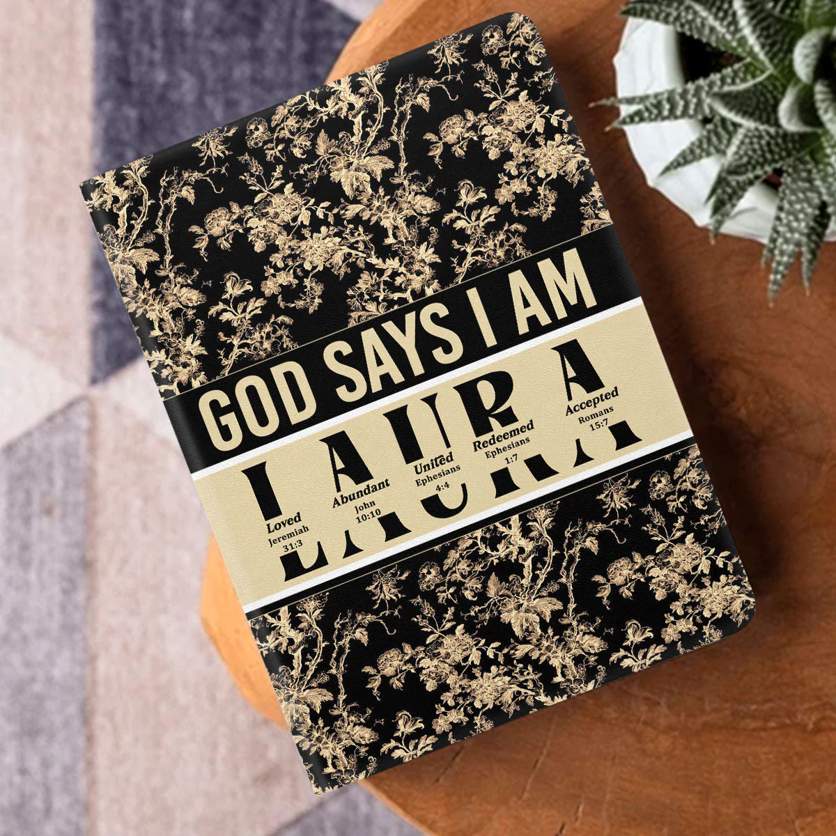 God Says I Am - Personalized Leather Cover Notebook HL128 - Image 3