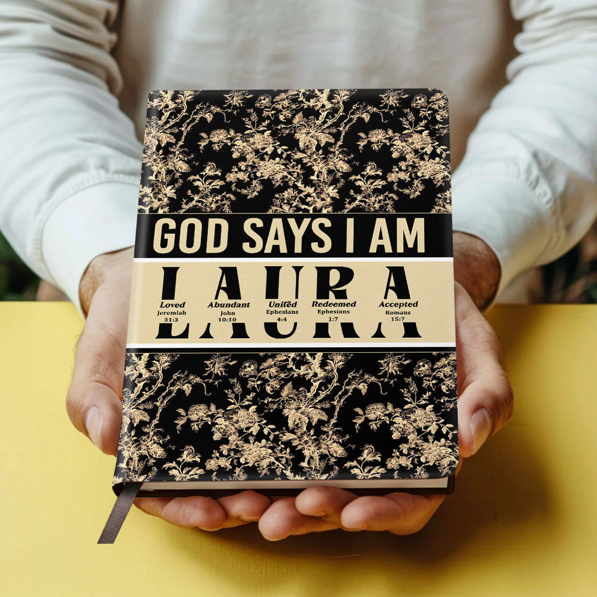 God Says I Am - Personalized Leather Cover Notebook HL128 - Image 4