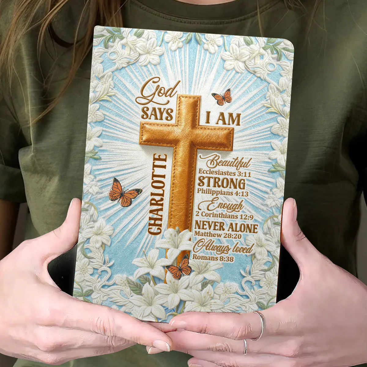 God Says I Am - Personalized Leather Cover Notebook HL128