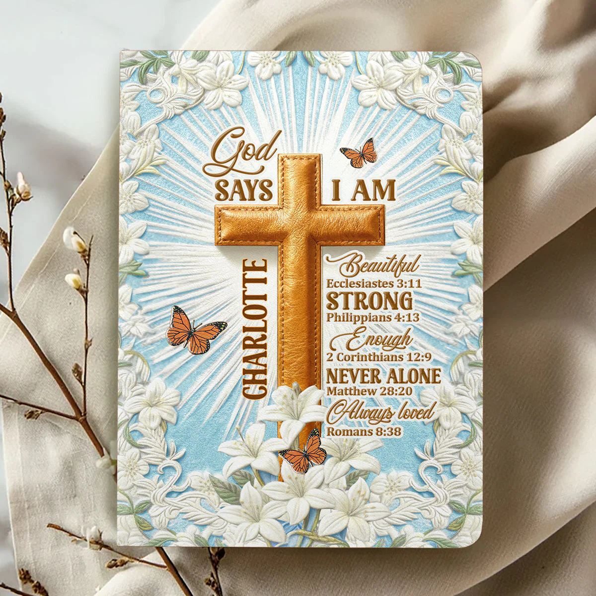 God Says I Am - Personalized Leather Cover Notebook HL128 - Image 2