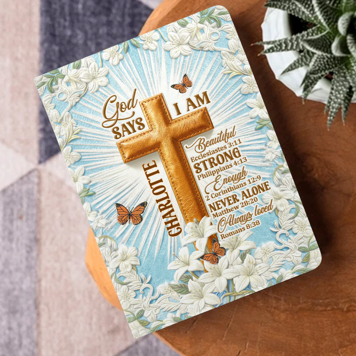 God Says I Am - Personalized Leather Cover Notebook HL128 - Image 3