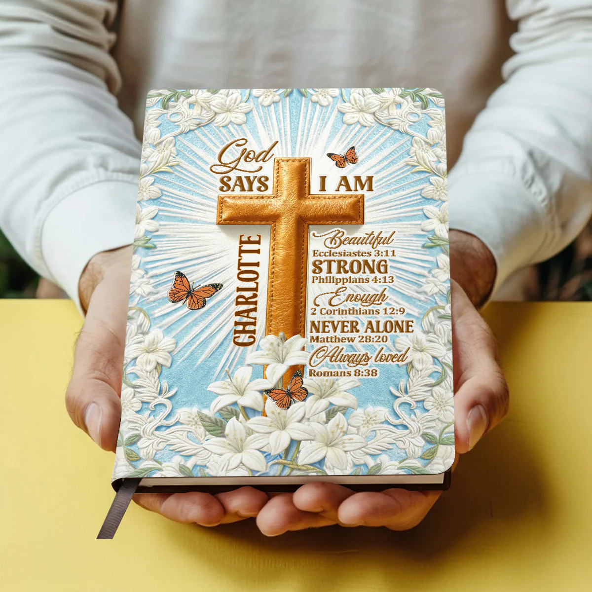 God Says I Am - Personalized Leather Cover Notebook HL128 - Image 4