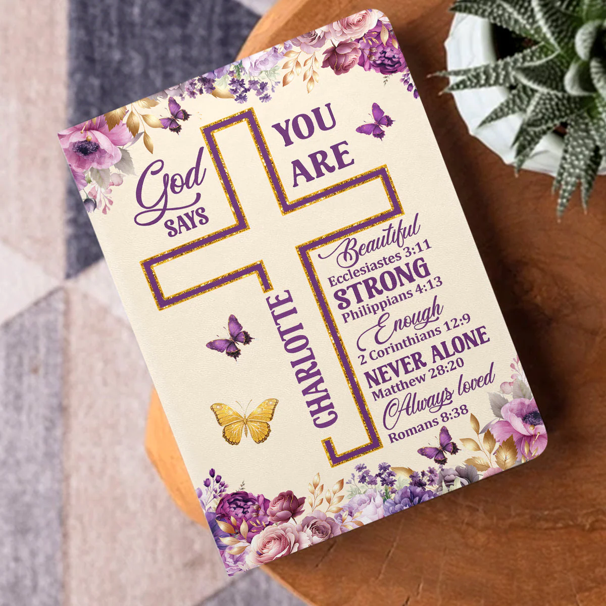 God Says I Am - Personalized Leather Cover Notebook HL128 - Image 3