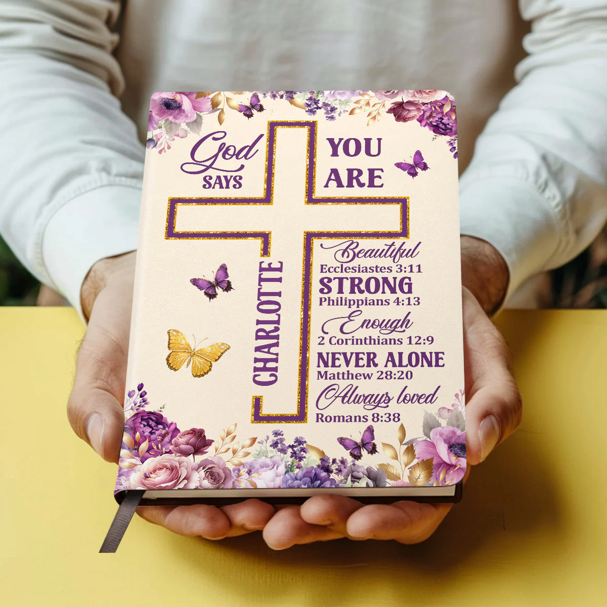 God Says I Am - Personalized Leather Cover Notebook HL128 - Image 4