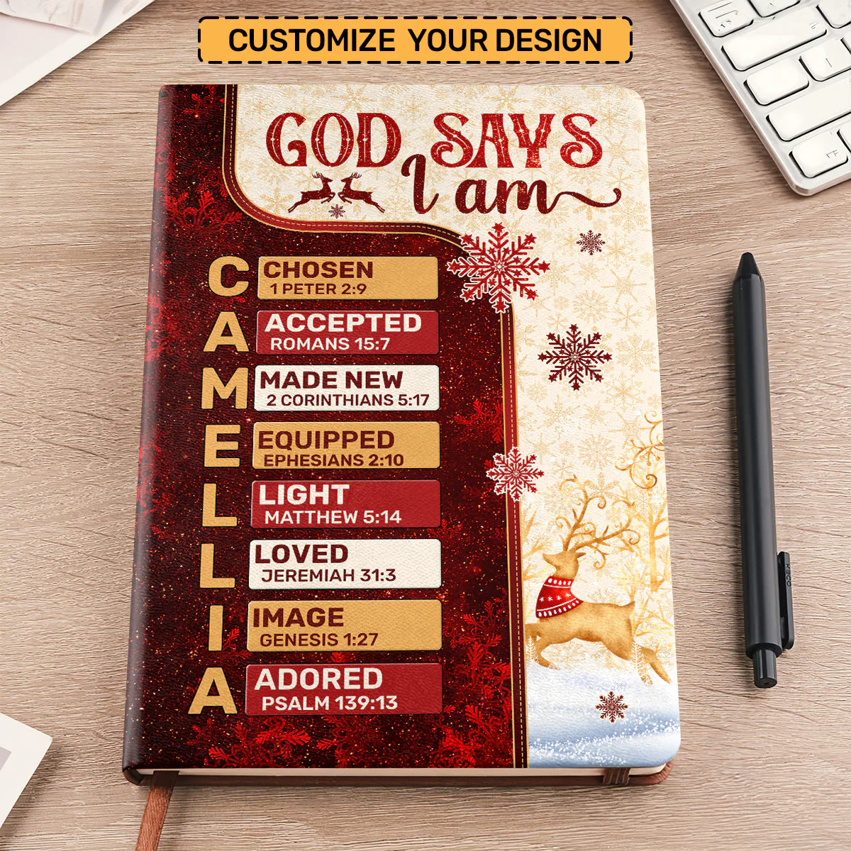 God Says I Am - Personalized Leather Cover Notebook TD118