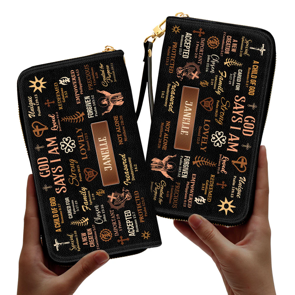 God Says I Am - Personalized Leather Wallet HN02 - Image 2
