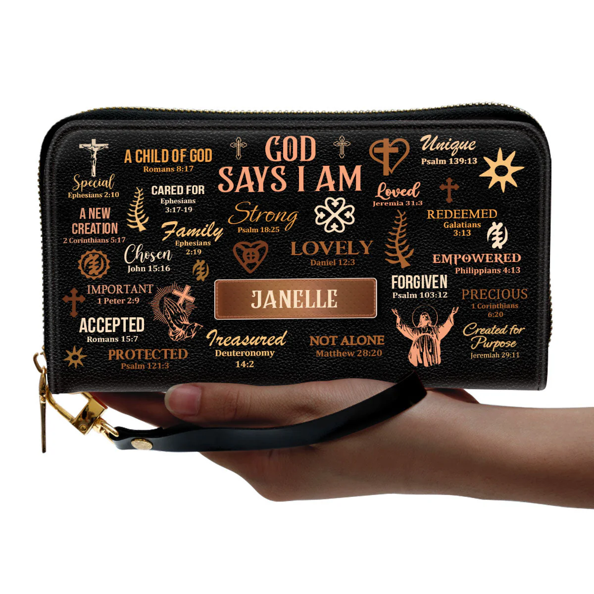 God Says I Am - Personalized Leather Wallet HN02 - Image 4