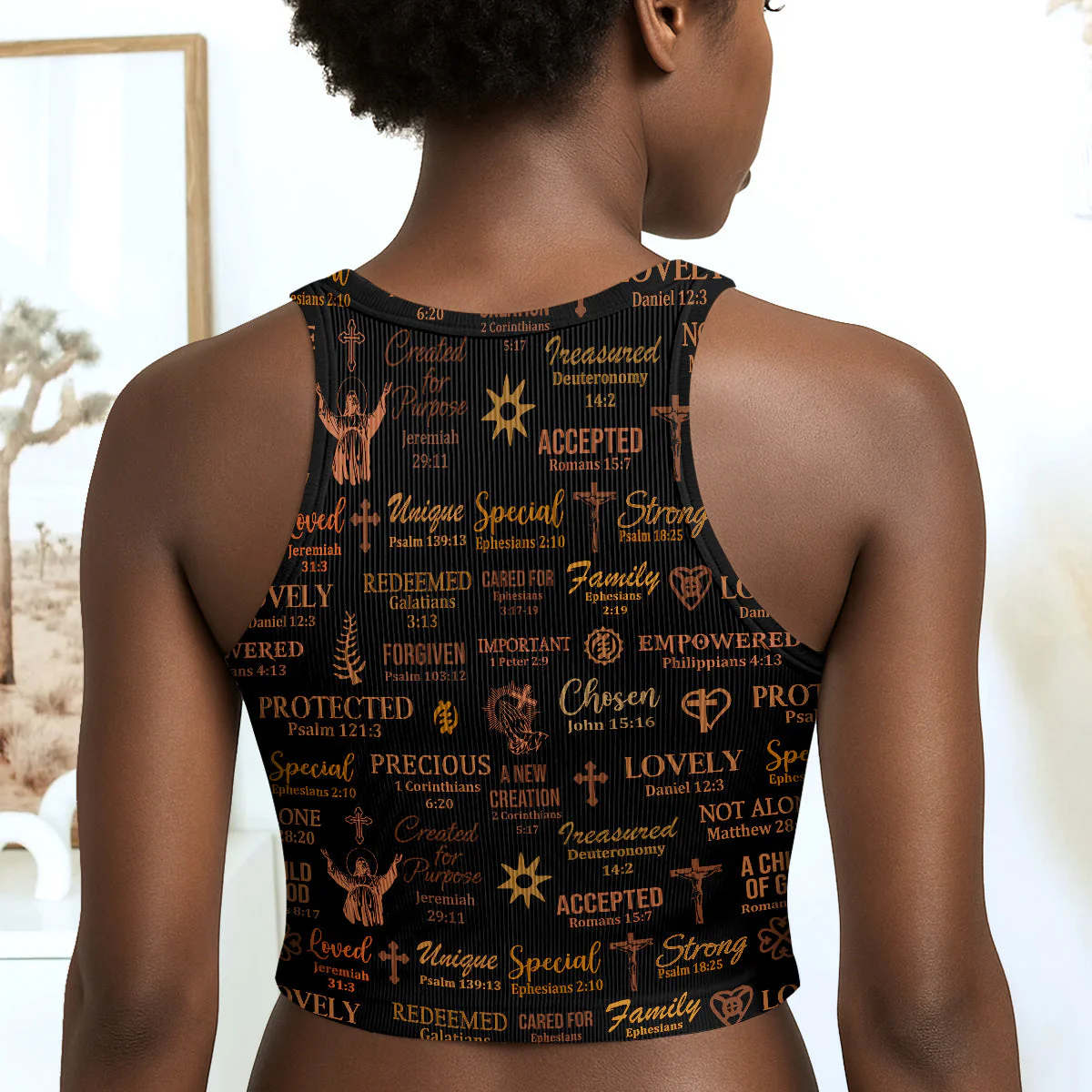 God Says I Am - Personalized Leggings & Crop Tank Top HN02 - Image 3