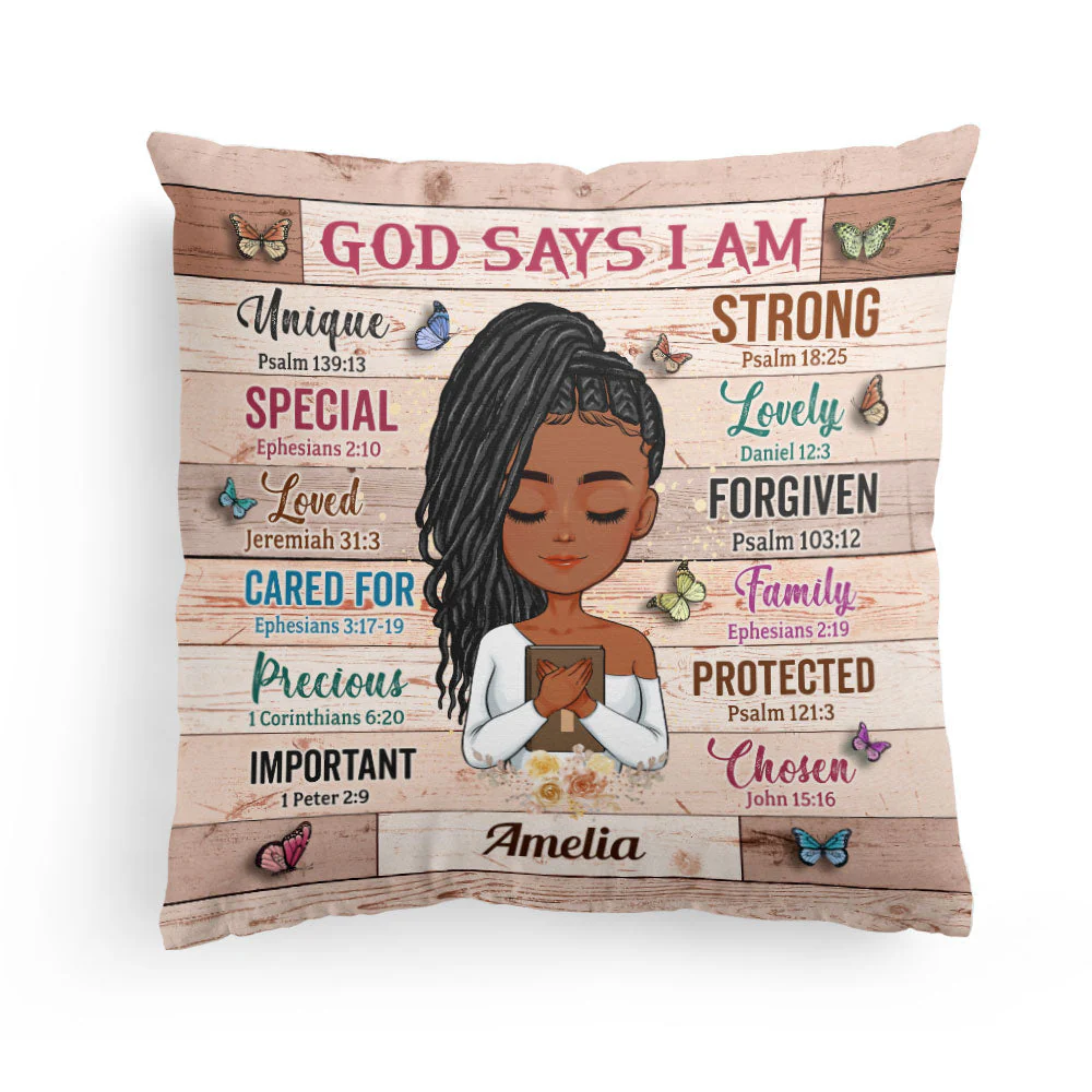 God Says I Am - Personalized Pillow - Christian Gift For Black Women HD95