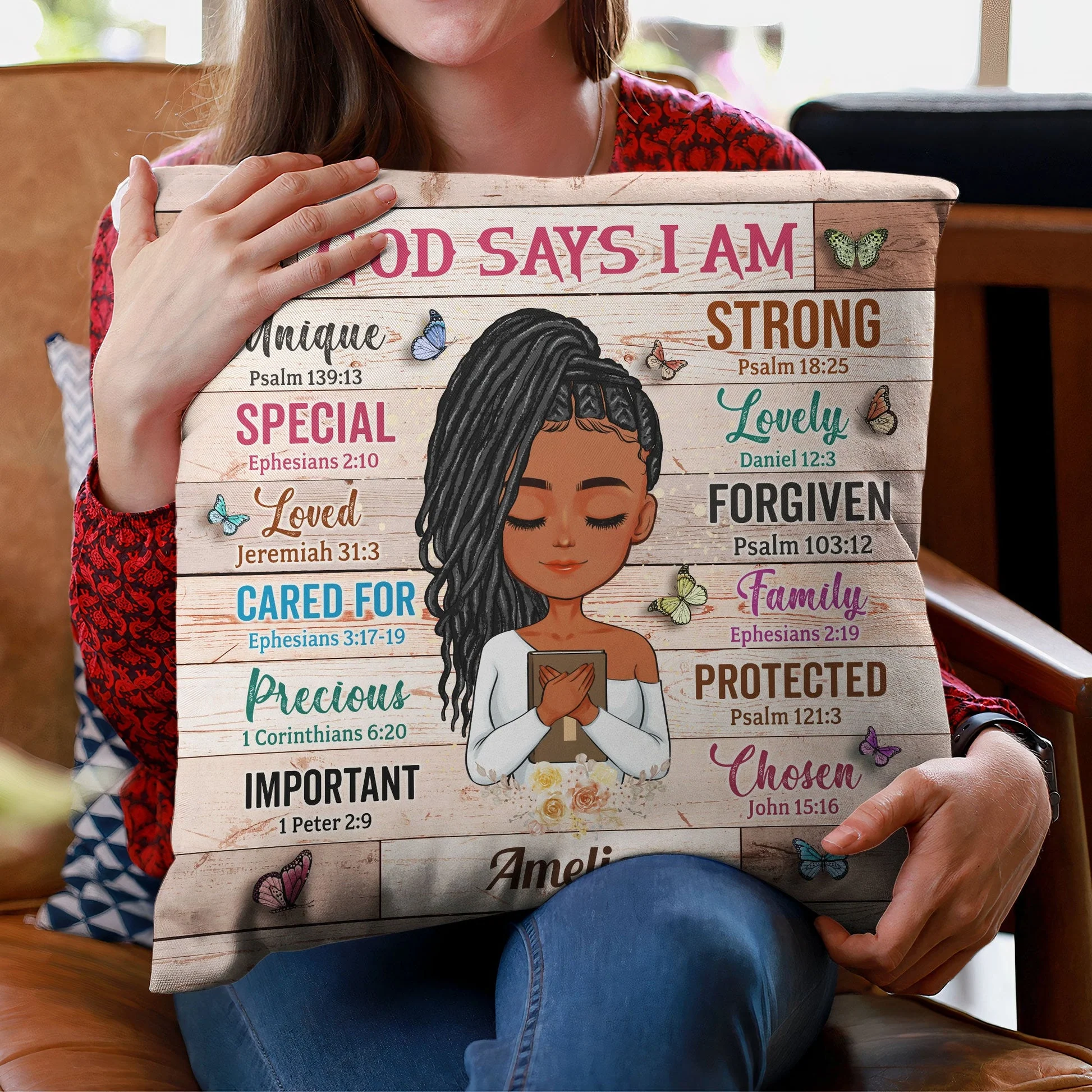God Says I Am - Personalized Pillow - Christian Gift For Black Women HD95 - Image 3