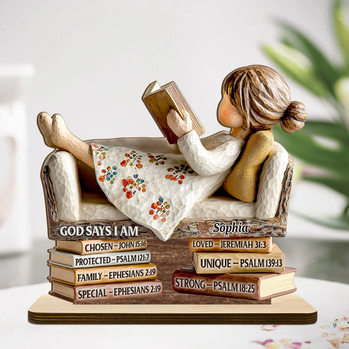 God Says I Am - Personalized Shaped Wooden Plaque - Christian Gift For Her BA01