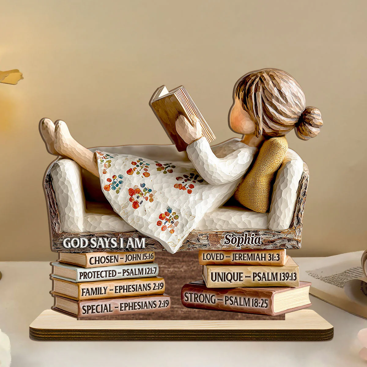 God Says I Am - Personalized Shaped Wooden Plaque - Christian Gift For Her BA01 - Image 2