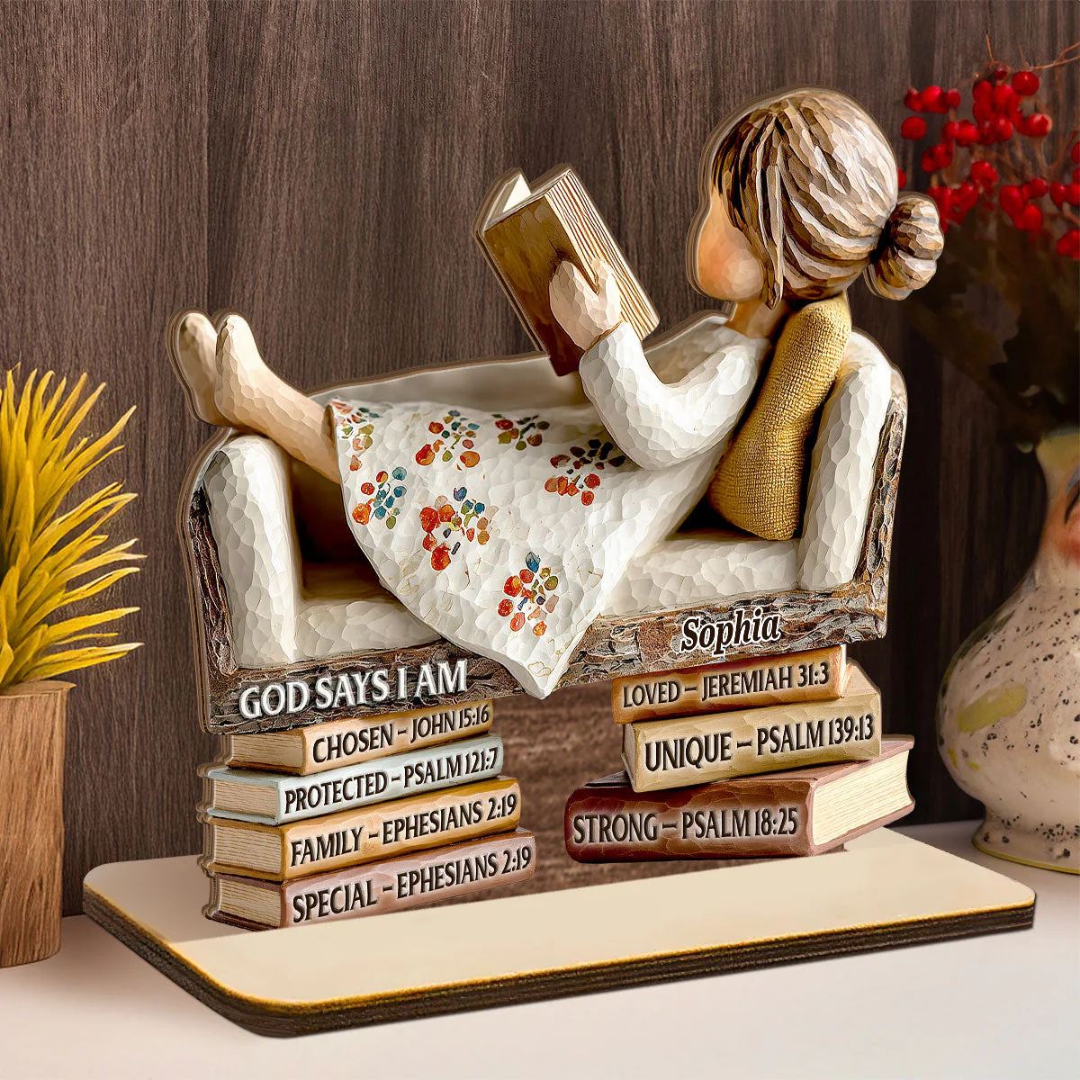 God Says I Am - Personalized Shaped Wooden Plaque - Christian Gift For Her BA01 - Image 3
