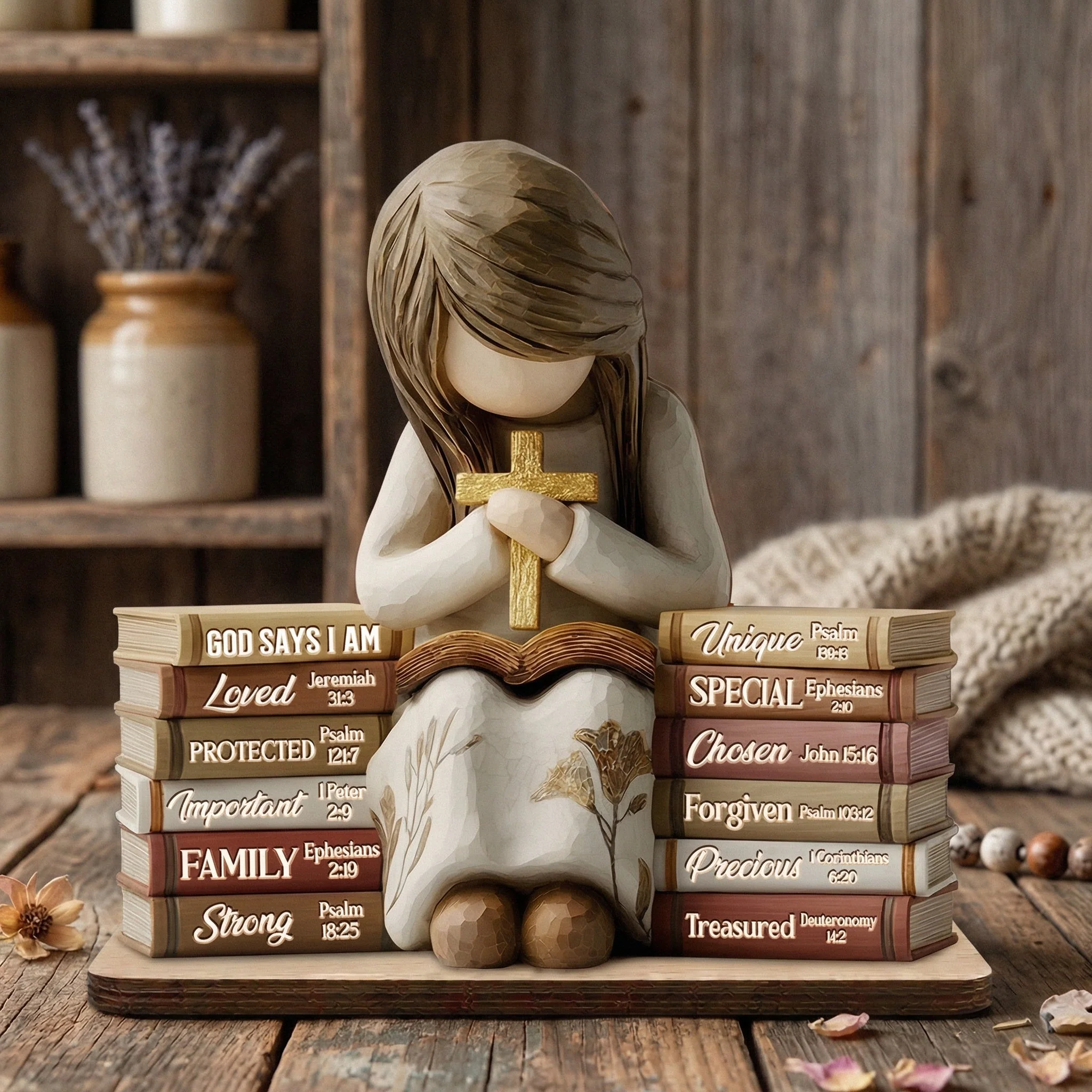 God Says I Am - Personalized Shaped Wooden Plaque - Christian Gift For Her BA01 - Image 2