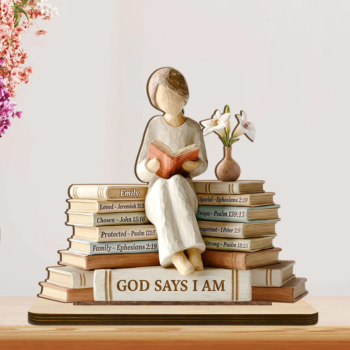 God Says I Am - Personalized Shaped Wooden Plaque - Christian Gift For Her BA01 - Image 3