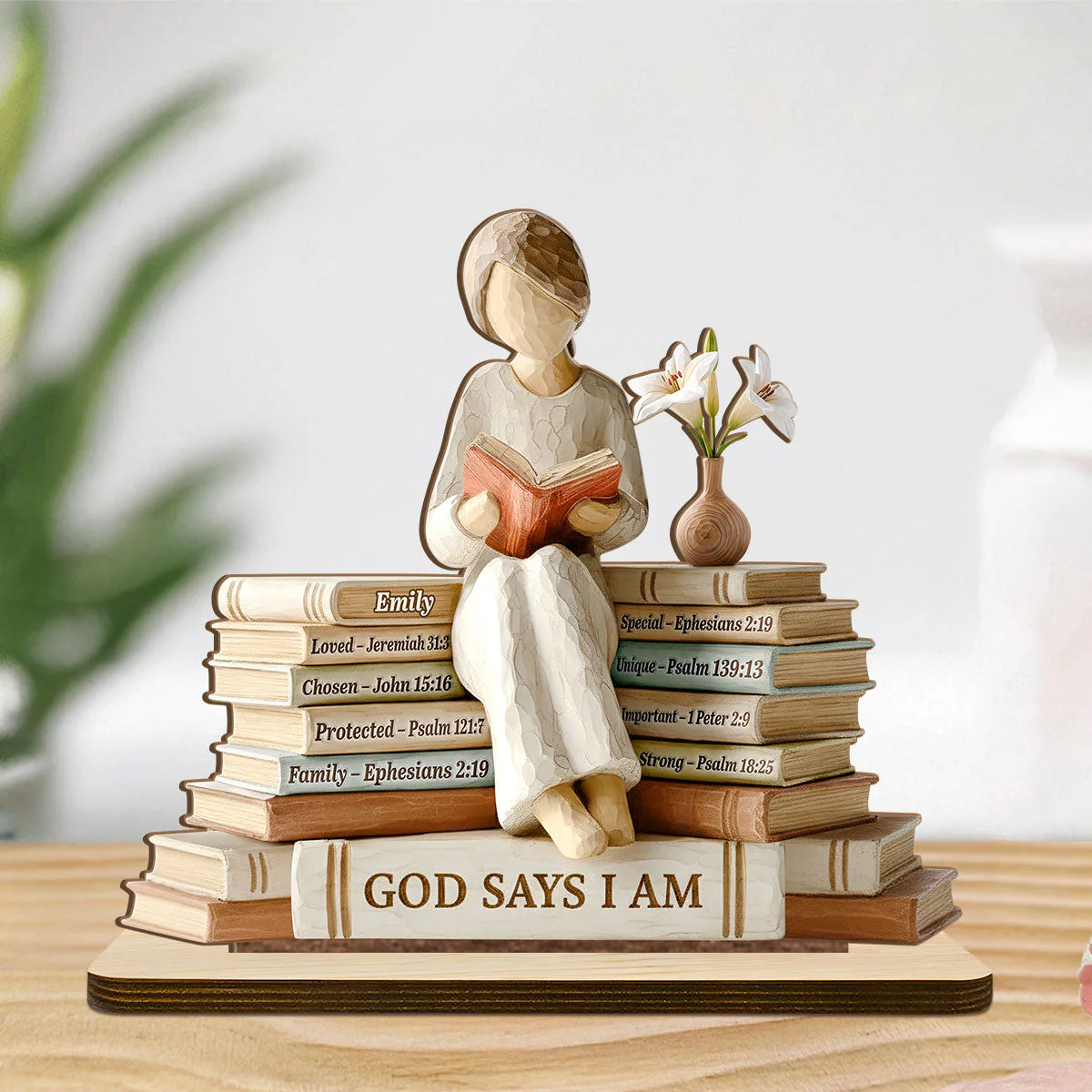 God Says I Am - Personalized Shaped Wooden Plaque - Christian Gift For Her BA01 - Image 4