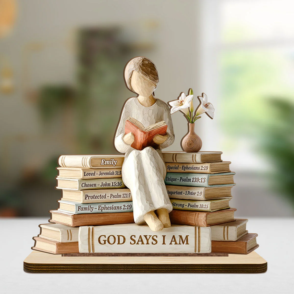 God Says I Am - Personalized Shaped Wooden Plaque - Christian Gift For Her BA01 - Image 5