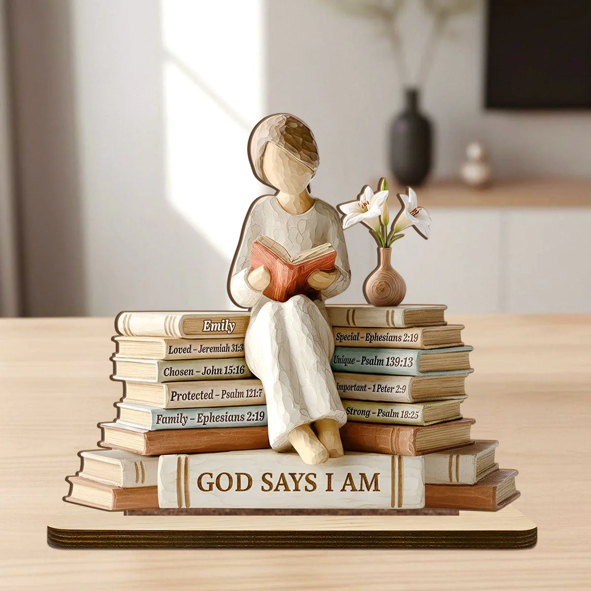 God Says I Am - Personalized Shaped Wooden Plaque - Christian Gift For Her BA01 - Image 6
