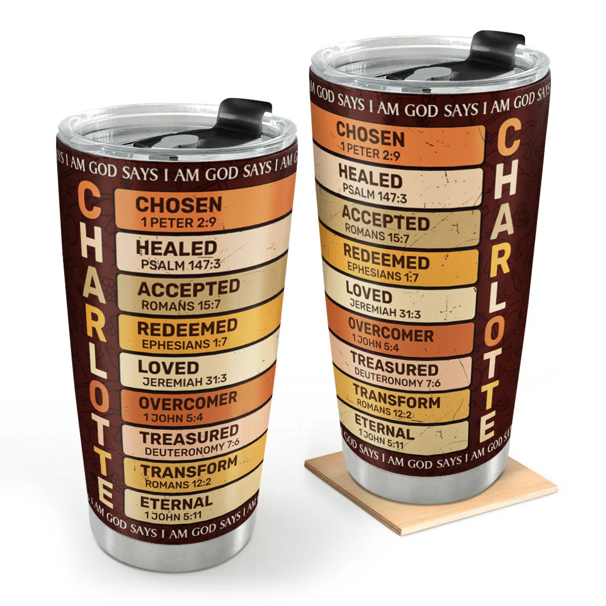 God Says I Am - Personalized Stainless Steel Tumbler