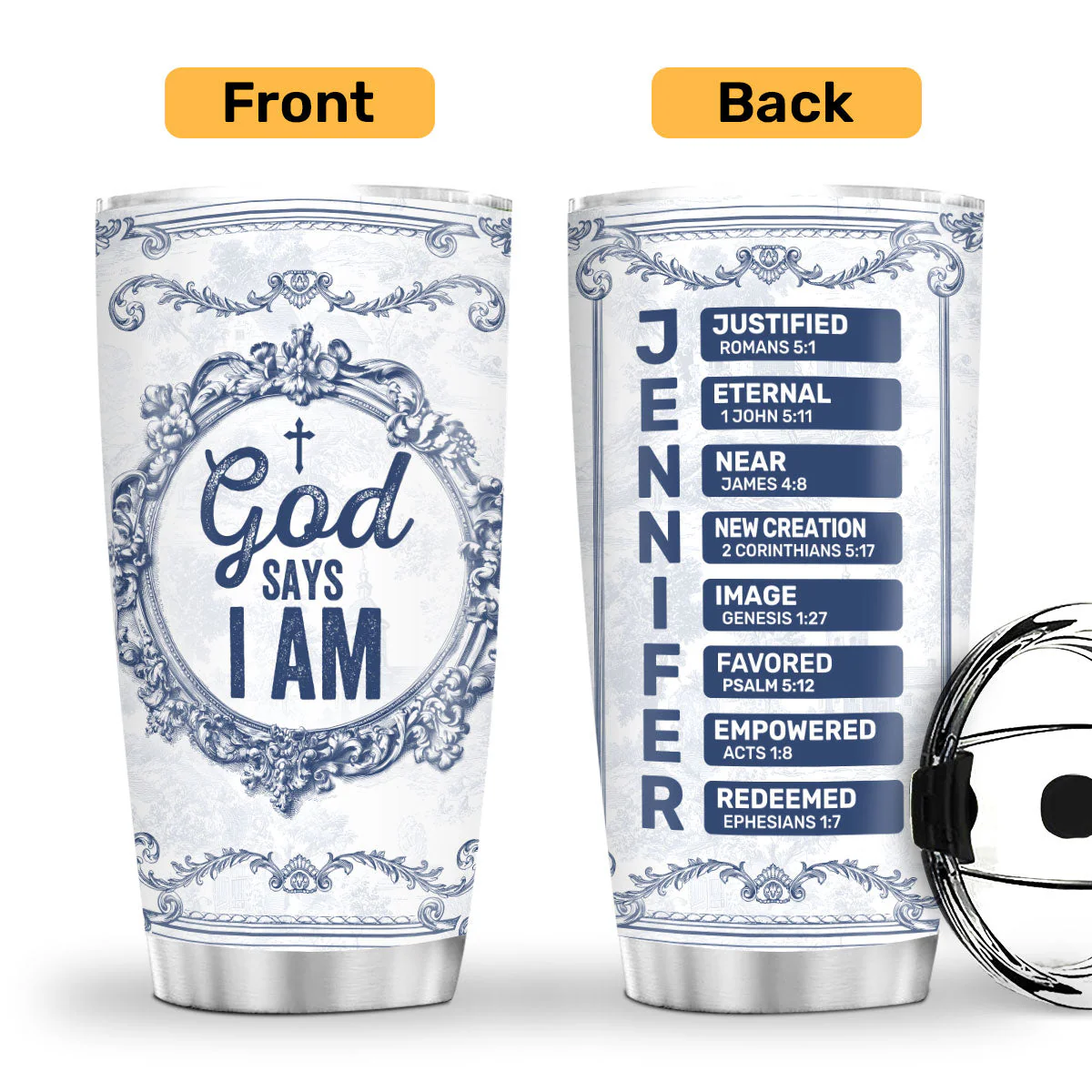 God Says I Am - Personalized Stainless Steel Tumbler | HL128 - Image 2