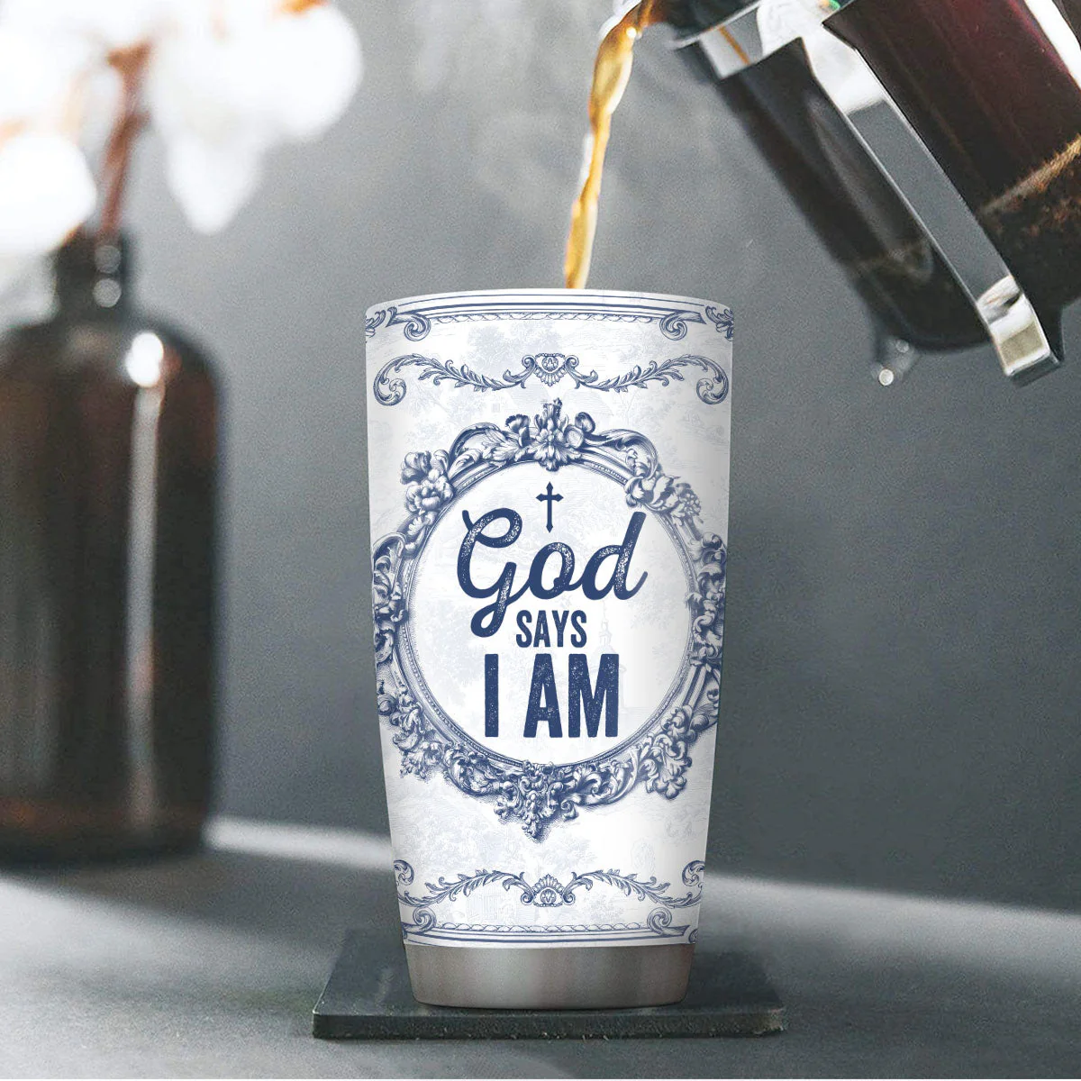 God Says I Am - Personalized Stainless Steel Tumbler | HL128 - Image 4