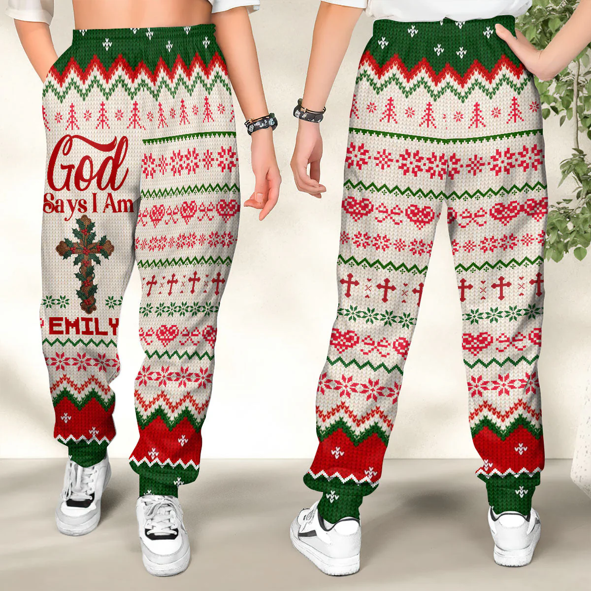 God Says I Am - Personalized Sweatpants - Gift For Christmas, For Her | HL128 - Image 2