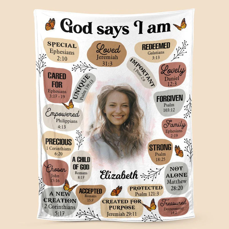 God Says I Am (Photo) - Personalized Blanket - Meaningful Birthday Gifts TD118 - Image 3