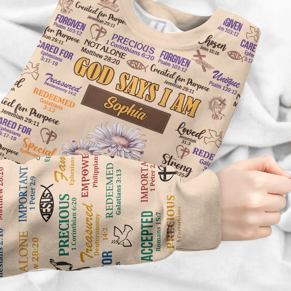 God Says I Am Precious - Personalized AOP Sweatshirt TD118